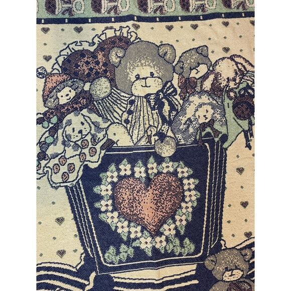 Vintage Lucy Rigg Teddy Bear Tapestry Blanket 1992 Bible Quote Nursery 32x46 - Picture 2 of 5